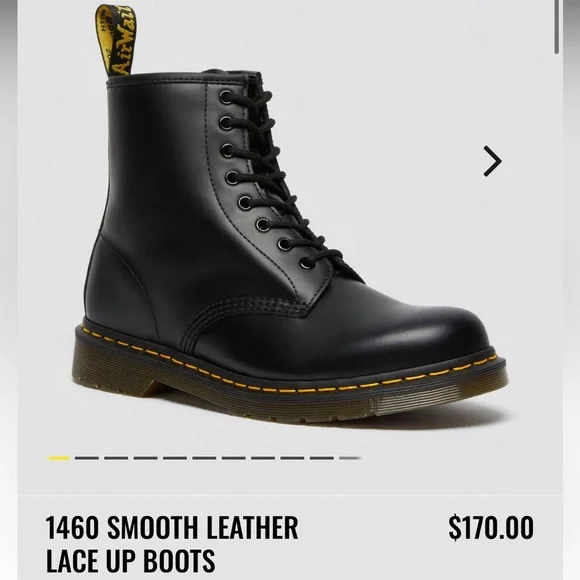 Dr. Martens 1460 Black Smooth Leather Combat Boot - Size Women’s 8, Men’s 7 - Picture 9 of 16